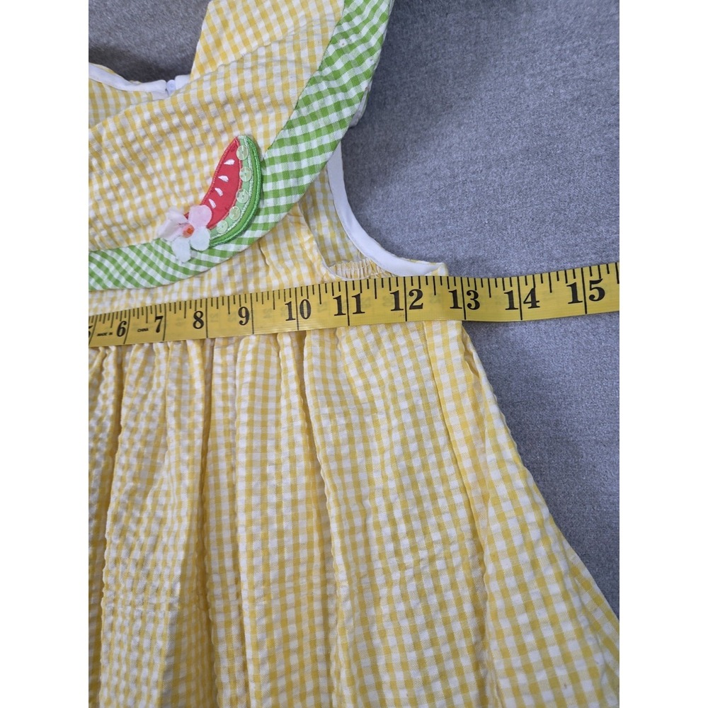 Sophie Rose Girls 6X Summer Sleeveless Sun Dress Seersucker Vintage Yellow Fruit - Picture 5 of 9